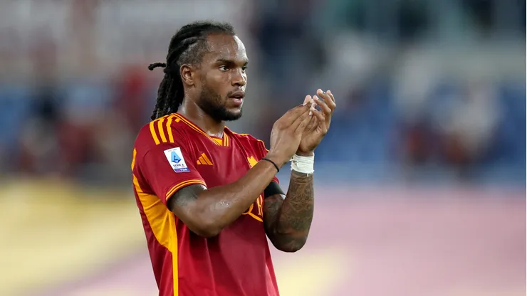 Renato Sanches of AS Roma applauds the fans at full-time following the Serie A TIM match between AS Roma and US Salernitana at Stadio Olimpico on August 20, 2023 in Rome, Italy.