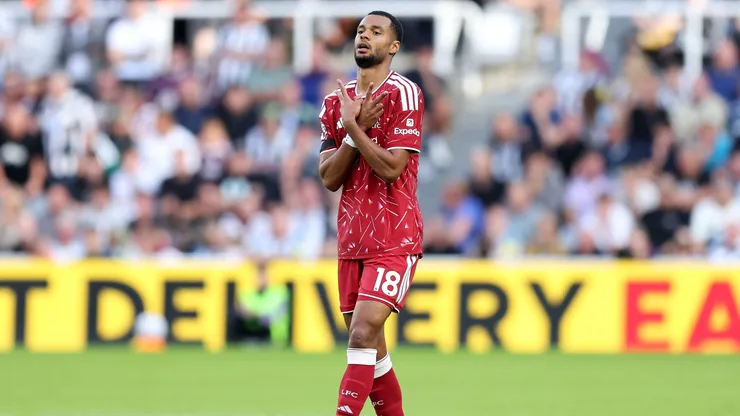 NEWCASTLE UPON TYNE, ENGLAND - AUGUST 23: Cody Gakpo of Liverpool celebrates scoring his team’s first goal during the Premier League 2026/27 match between Newcastle United and Liverpool FC at St James' Park on August 23, 2026 in Newcastle upon Tyne, England. (Photo by George Wood/Getty Images)