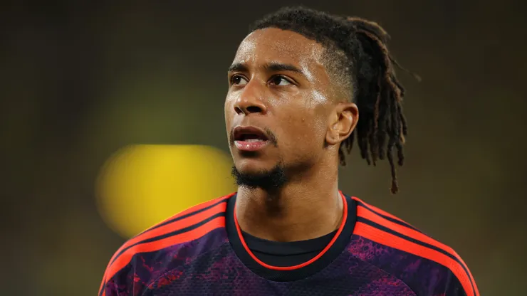 Michael Olise of Bayern Muenchen reacts during the Franz Beckenbauer Supercup match between Borussia Dortmund and FC Bayern München at Signal Iduna Park on August 22, 2026 in Dortmund, Germany.