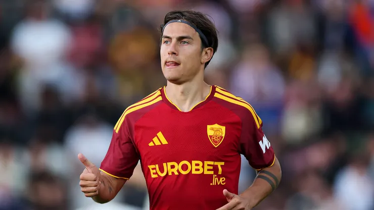 Paulo Dybala of AS Roma gestures during the pre-season friendly match between Newport County and AS Roma at Rodney Parade on August 04, 2026 in Newport, Wales.