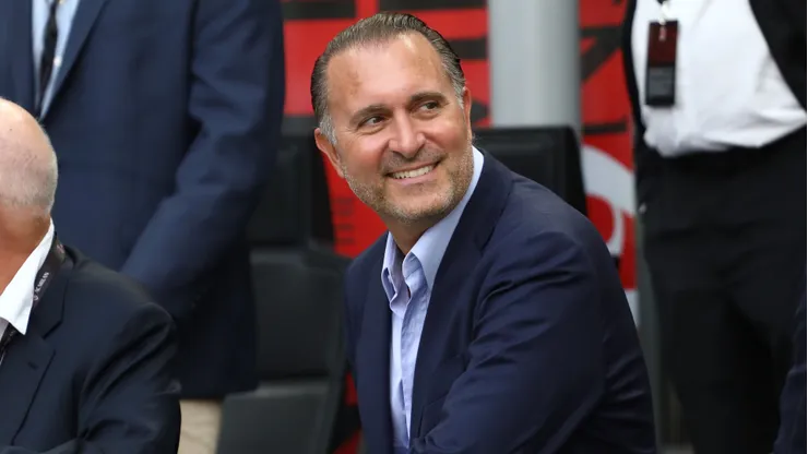 MILAN, ITALY - SEPTEMBER 03: Gerry Cardinale of AC Milan looks on before the Serie A match between AC Milan and FC Internazionale at Stadio Giuseppe Meazza on September 03, 2022 in Milan, Italy. (Photo by Marco Luzzani/Getty Images)