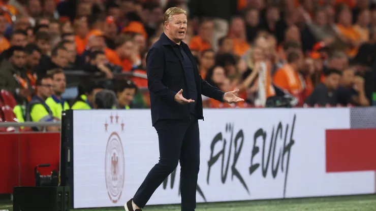 AMSTERDAM, NETHERLANDS - SEPTEMBER 10: Ronald Koeman, Head Coach of Netherlands, reacts during the UEFA Nations League 2024/25 League A Group A3 match between Netherlands and Germany at Johan Cruijff ArenA on September 10, 2024 in Amsterdam, Netherlands. (Photo by Alex Grimm/Getty Images)