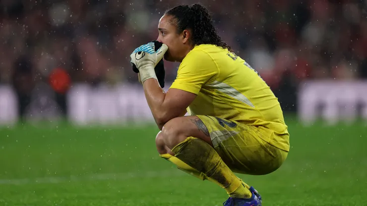 LONDON, ENGLAND - FEBRUARY 01: Leticia of SC Corinthians reacts during the FIFA Women's Champions Cup 2026 Final match between Arsenal Women FC and SC Corinthians at Arsenal Stadium on February 01, 2026 in London, England. (Photo by Jasper Wax/Getty Images)
