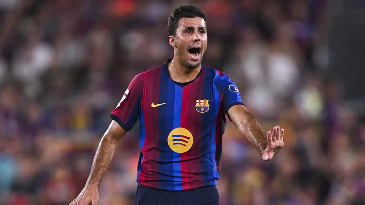 Rodrigo of FC Barcelona reacts during the LaLiga EA Sports 2026/27 match between FC Barcelona and Rayo Vallecano de Madrid at Spotify Camp Nou on August 31, 2026 in Barcelona, Spain.
