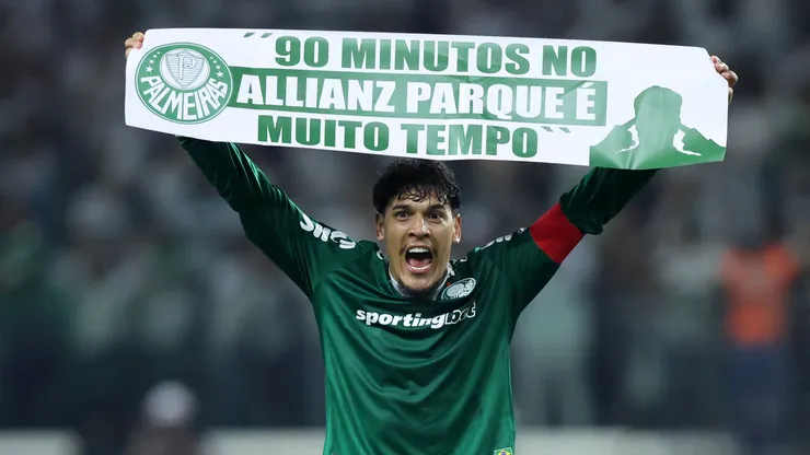 Gustavo Gómez após Palmeiras 4 x 0 LDU. (Foto: Alexandre Schneider/Getty Images)