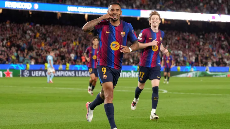 BARCELONA, SPAIN - SEPTEMBER 09: Gabriel Jesus of FC Barcelona celebrates scoring his team’s fifth goal during the UEFA Champions League 2026/27 League Phase MD1 match between FC Barcelona and Feyenoord at Camp Nou on September 09, 2026 in Barcelona, Spain. (Photo by Alex Caparros/Getty Images)