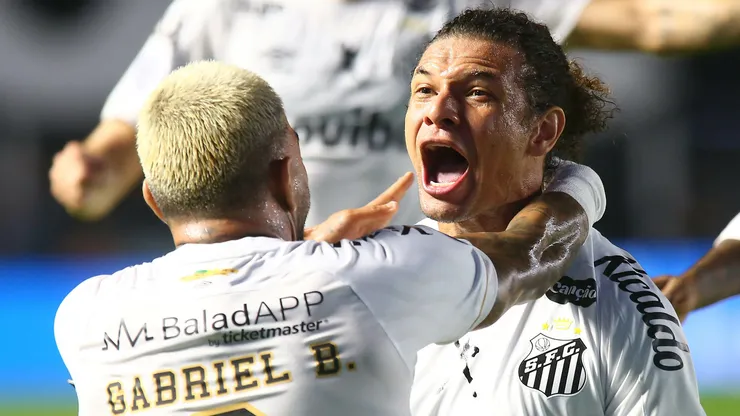 Willian Arão jogador do Santos comemora seu gol durante partida contra o Atlético-MG. Foto: Mauricio De Souza/AGIF