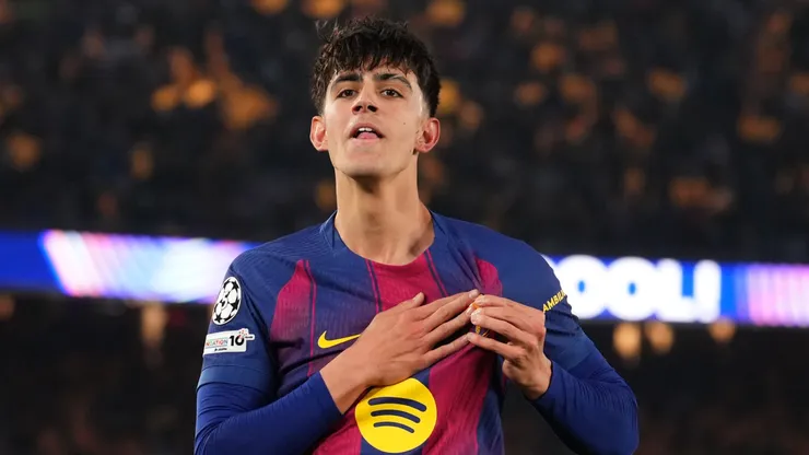 Marc Bernal, do FC Barcelona, ​​comemora o segundo gol de sua equipe durante a partida de volta das oitavas de final da Liga dos Campeões da UEFA 2025/26 entre FC Barcelona e Newcastle United FC, no Camp Nou, em 18 de março de 2026, em Barcelona, ​​Espanha. (Foto de Alex Caparros/Getty Images)