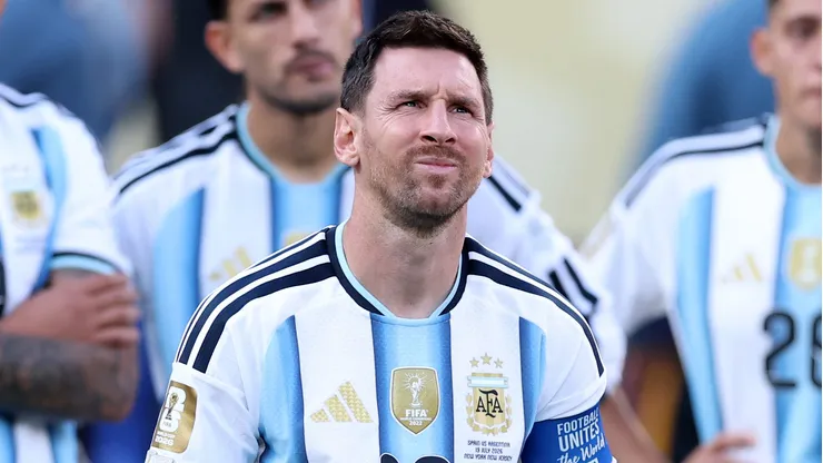 EAST RUTHERFORD, NEW JERSEY - JULY 19: Lionel Messi #10 of Argentina looks dejected after losi the FIFA World Cup 2026 Final match between Winner Spain and Argentina at New York New Jersey Stadium on July 19, 2026 in East Rutherford, New Jersey. (Photo by Justin Setterfield/Getty Images)