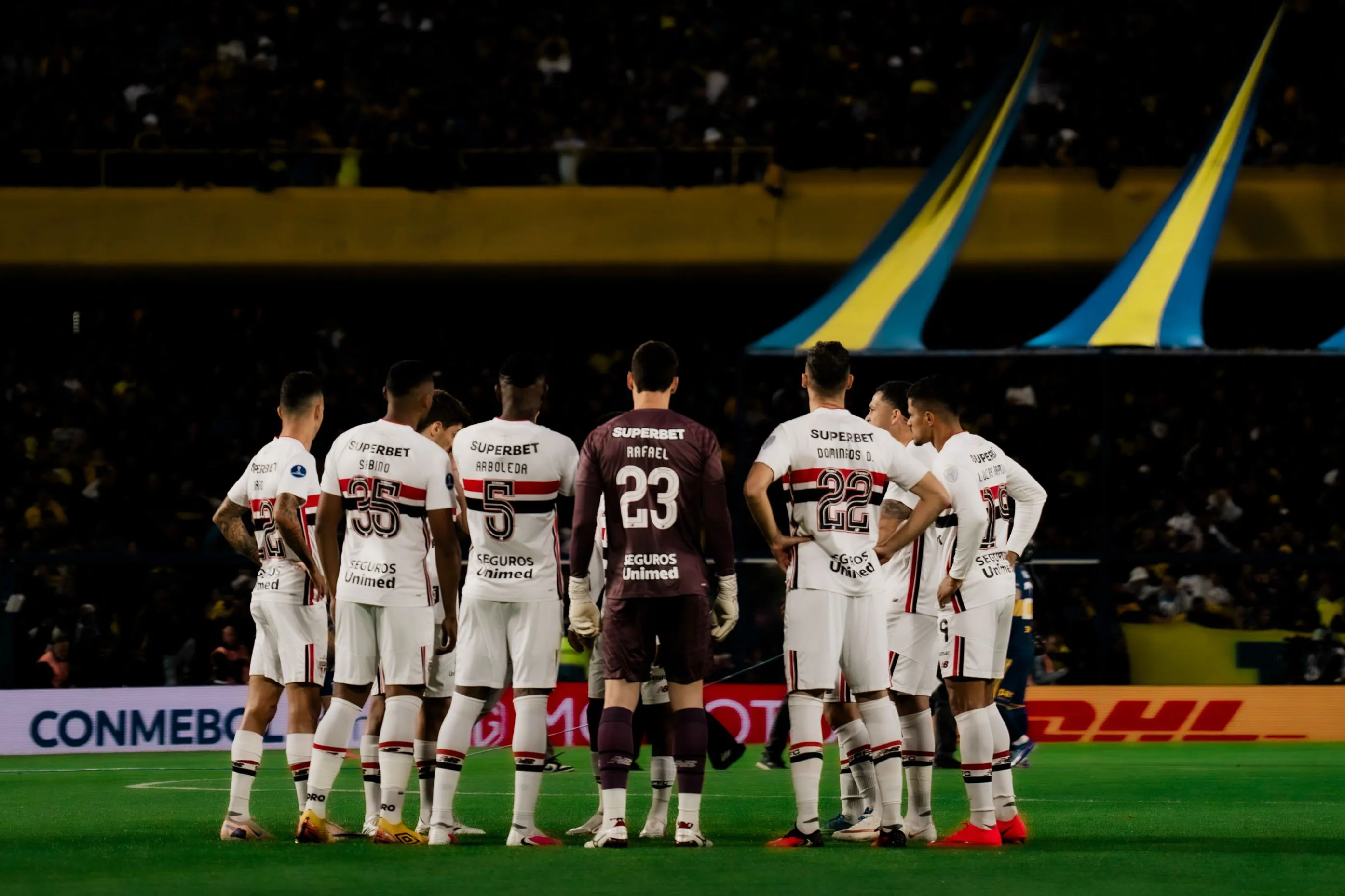 COPA SUL-AMERICANA 2026, BOCA JUNIORS X SAO PAULO – Jogadores do Sao Paulo durante partida contra o Boca Juniors no estadio La Bombonera pelo campeonato Copa Sul-Americana 2026. Foto: Erik Maciel/RP Fotopress/AGIF
