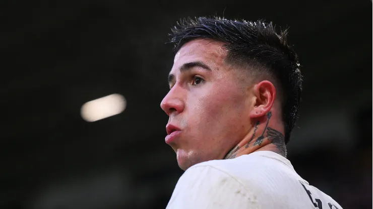 Enzo Fernandez of Chelsea looks on during the Premier League match between Wolverhampton Wanderers and Chelsea at Molineux on February 07, 2026 in Wolverhampton, England.