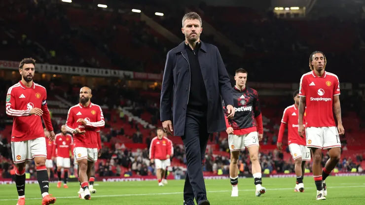 Michael Carrick, técnico do Manchester United, após partida entre United e Brighton. (Photo by Alex Livesey/Getty Images)