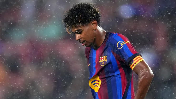 Lamine Yamal após a partida da LaLiga entre Barcelona e Real Racing Club no Spotify Camp Nou. (Photo by Alex Caparros/Getty Images)