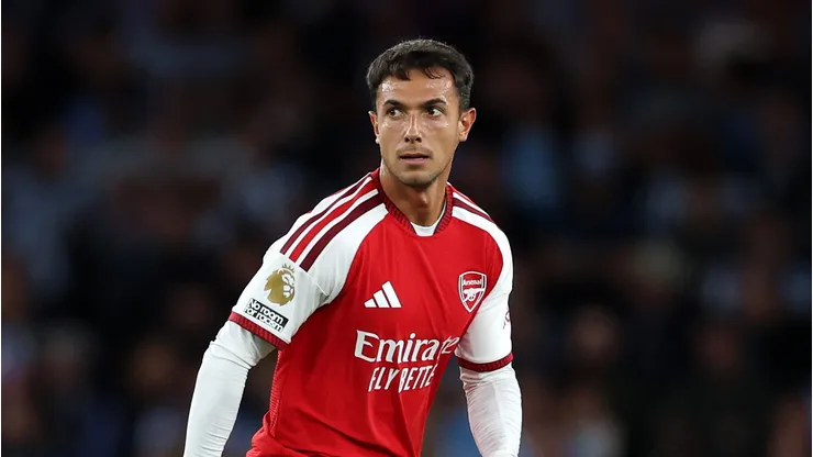 Martin Zubimendi durante a partida da Premier League entre Arsenal e Coventry City. (Photo by Justin Setterfield/Getty Images)