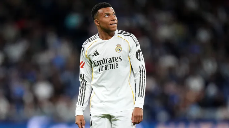 MADRID, SPAIN - MAY 14: Kylian Mbappe of Real Madrid looks on during the LaLiga EA Sports match between Real Madrid CF and Real Oviedo at Estadio Santiago Bernabeu on May 14, 2026 in Madrid, Spain. (Photo by Angel Martinez/Getty Images)