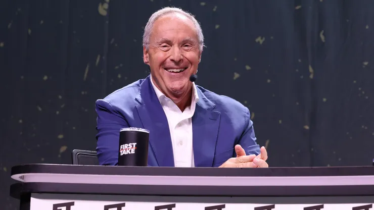 NEW YORK, NEW YORK - JULY 17: Andrés Cantor speaks onstage during the First Take Live panel at Fanatics Fest NYC 2026 at Jacob Javits Center on July 17, 2026 in New York City. (Photo by Rob Kim/Getty Images for Fanatics)