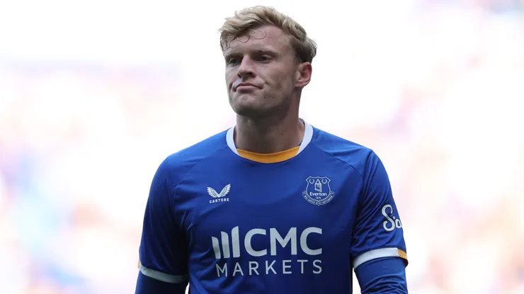 Jarrad Branthwaite durante o amistoso de pré-temporada entre Everton e Lille. (Photo by Jess Hornby/Getty Images)