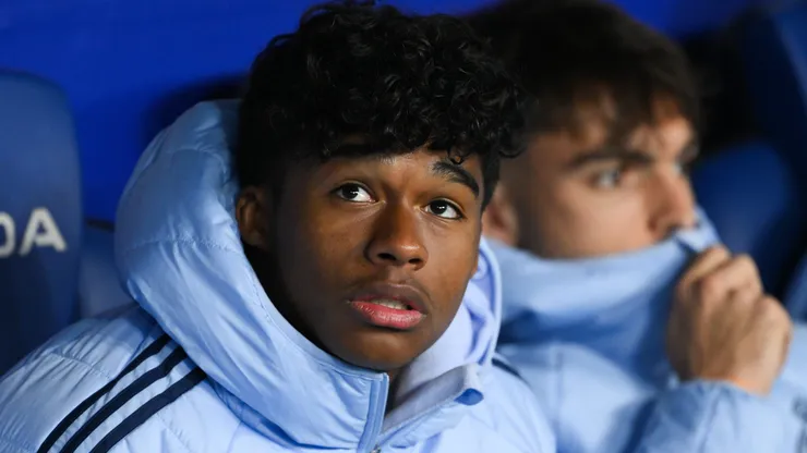 Endrick Felipe of Real Madrid looks on prior to the LaLiga match between RCD Espanyol de Barcelona and Real Madrid CF at RCDE Stadium on February 01, 2025 in Barcelona, Spain.