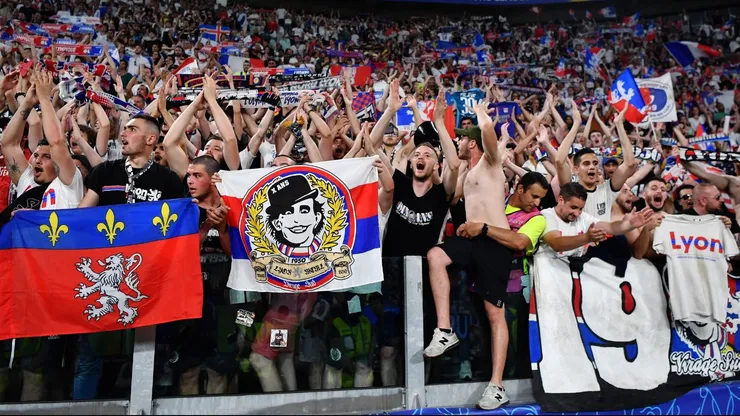 Olympique Lyonnais fans show their support following victory in the UEFA Women's Champions League final match between FC Barcelona and Olympique Lyonnais at Juventus Stadium on May 21, 2022 in Turin, Italy. (Photo by Valerio Pennicino/Getty Images)