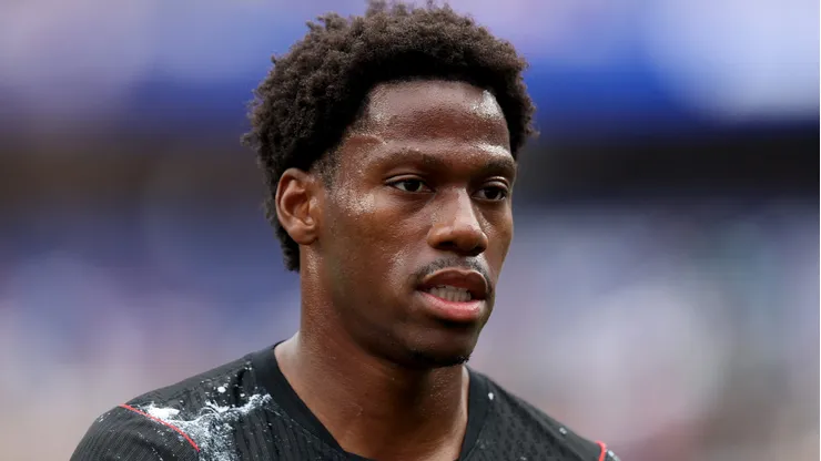 Jonathan David of Canada looks on during the FIFA World Cup 2026 Round Of 32 match between South Africa and Canada at Los Angeles Stadium on June 28, 2026 in Inglewood, California.
