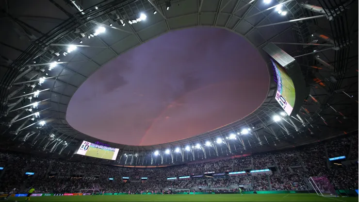 MIAMI, FLORIDA - SEPTEMBER 20: General view inside the stadium as a rainbow is seen during the MLS match between Inter Miami CF and San Diego FC at Miami Freedom Park on September 20, 2026 in Miami, Florida. (Photo by Rich Storry/Getty Images)