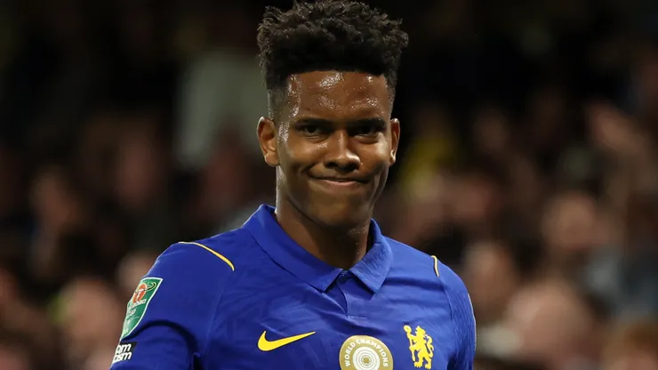 Estevão, do Chelsea, reage durante a partida da terceira rodada da Copa da Liga Inglesa entre Chelsea e Leeds United, no Stamford Bridge, em 9 de setembro de 2026, em Londres, Inglaterra. (Foto de Andrew Redington/Getty Images)