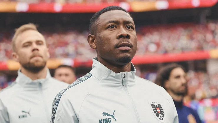 Tonal effects have been applied to this image) David Alaba #8 of Austria looks on prior to the FIFA World Cup 2026 Round Of 32 match between Spain and Austria at Los Angeles Stadium on July 02, 2026 in Inglewood, California.