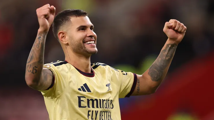 SUNDERLAND, ENGLAND - SEPTEMBER 12: Bruno Guimaraes of Arsenal celebrates after the Premier League 2026/27 match between Sunderland and Arsenal FC at Stadium of Light on September 12, 2026 in Sunderland, England. (Photo by Stu Forster/Getty Images)