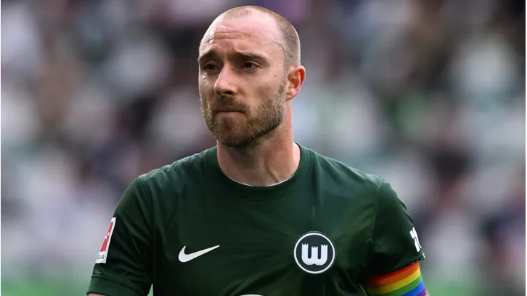 WOLFSBURG, GERMANY - MAY 09: Christian Dannemann Eriksen of VfL Wolfsburg looks dejected during the Bundesliga match between VfL Wolfsburg and FC Bayern München at Volkswagen Arena on May 09, 2026 in Wolfsburg, Germany. (Photo by Oliver Hardt/Getty Images)