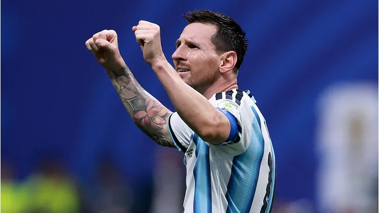 Lionel Messi após marcar o segundo gol da equipe durante a partida da Copa do Mundo entre Argentina e Egito. (Photo by Elsa/Getty Images)