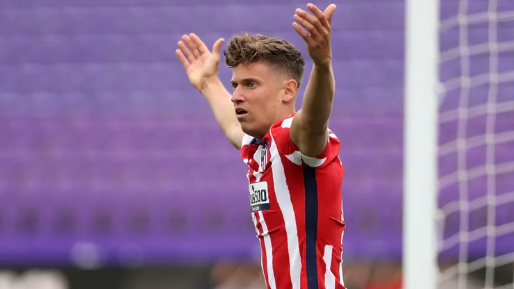 Marcos Llorente of Atletico de Madrid reacts during the La Liga Santander match between Real Valladolid CF and Atletico de Madrid at Estadio Municipal Jose Zorrilla on May 22, 2021 in Valladolid, Spain. Sporting stadiums around Spain remain under strict restrictions due to the Coronavirus Pandemic as Government social distancing laws prohibit fans inside venues resulting in games being played behind closed doors