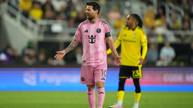 COLUMBUS, OHIO - SEPTEMBER 27: Lionel Messi #10 of Inter Miami CF reacts during the MLS match between Columbus Crew and Inter Miami CF at ScottsMiracle-Gro Field on September 27, 2026 in Columbus, Ohio. (Photo by Chris Carter/Getty Images)