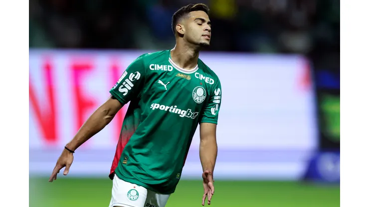 Arthur Gabriel of Palmeiras reacts during a Brasileirao 2026 match between Palmeiras and Santos at Allianz Parque on May 02, 2026 in Sao Paulo, Brazil.