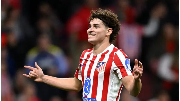 MADRID, SPAIN - NOVEMBER 04: Julian Alvarez of Atletico de Madrid celebrates scoring his team's first goal during the UEFA Champions League 2025/26 League Phase MD4 match between Atletico de Madrid and R. Union Saint-Gilloise at Estadio Metropolitano on November 04, 2025 in Madrid, Spain. (Photo by Denis Doyle/Getty Images)