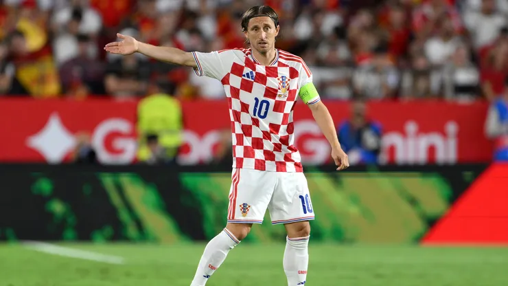 SEVILLE, SPAIN - SEPTEMBER 29: Luka Modric of Croatia reacts during the UEFA Nations League 2026/27 group phase match between Spain and Croatia at Estadio Ramon Sanchez Pizjuan on September 29, 2026 in Seville, Spain. (Photo by David Ramos/Getty Images)