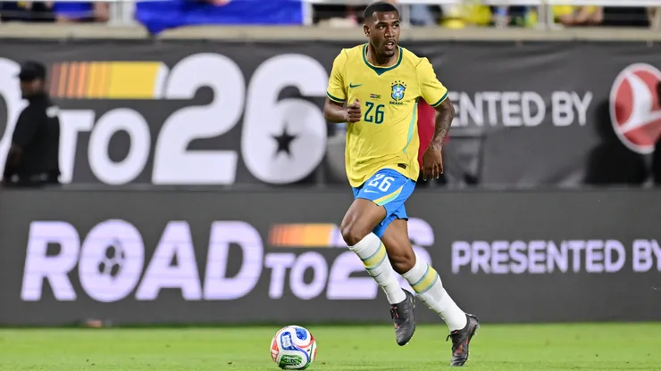 Rayan of Brazil controls the ball during the international friendly match between Brazil and Croatia at Camping World Stadium on March 31, 2026 in Orlando, Florida.
