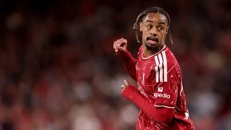 Bradley Barcola of Liverpool during the UEFA Champions League 2026/27 League Phase MD1 match between Liverpool FC and Atletico de Madrid at Anfield on September 09, 2026 in Liverpool, England.