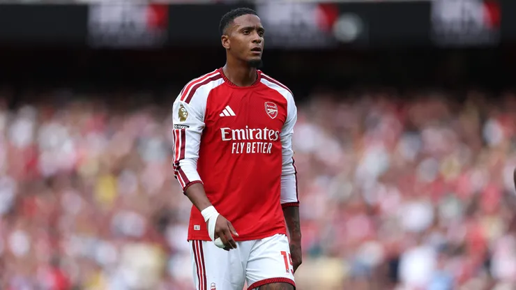 Ezri Konsa of Arsneal reacts during the Premier League 2026/27 match between Arsenal FC and Chelsea FC at Emirates Stadium on September 06, 2026 in London, England.