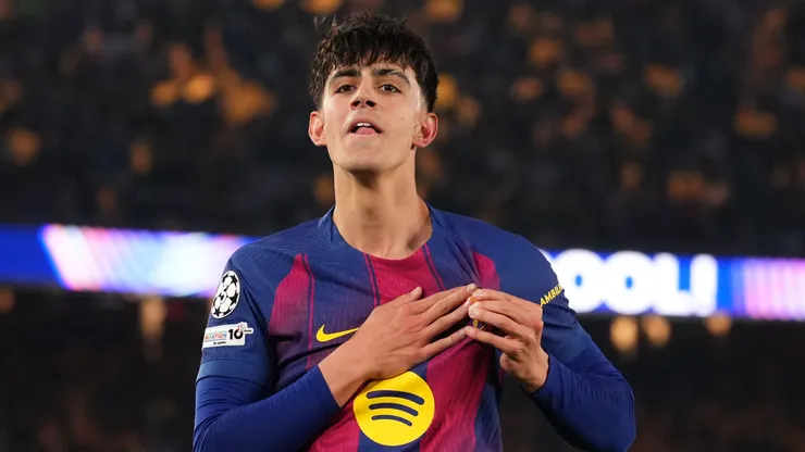 Marc Bernal of FC Barcelona celebrates scoring his team's second goal during the UEFA Champions League 2025/26 Round of 16 Second Leg match between FC Barcelona and Newcastle United FC at Camp Nou on March 18, 2026 in Barcelona, Spain.