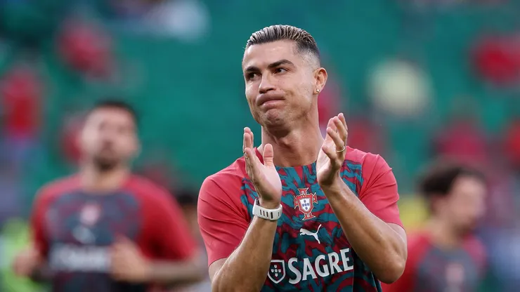 Cristiano Ronaldo de Portugal durante o aquecimento antes da partida da fase de grupos da Liga das Nações 2026/27 da UEFA entre Portugal e País de Gales no Estádio José Alvalade em 24 de setembro de 2026 em Lisboa, Portugal. (Foto de Carlos Rodrigues/Getty Images)