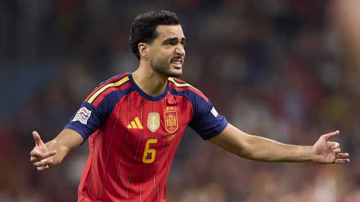 OVIEDO, SPAIN - OCTOBER 03: Mikel Merino of Spain reacts during the UEFA Nations League 2026/27 group phase match between Spain and Czechia at Carlos Tartiere on October 03, 2026 in Oviedo, Spain. (Photo by Jose Manuel Alvarez Rey/Getty Images)