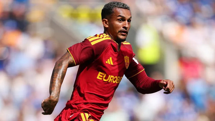CARDIFF, WALES - AUGUST 01: Wesley Franca of AS Roma runs during the pre-season friendly match between Cardiff City and AS Roma at Cardiff City Stadium on August 01, 2026 in Cardiff, Wales. (Photo by Dan Istitene/Getty Images)