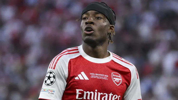 Noni Madueke of Arsenal FC looks on during the UEFA Champions League Final 2026 match between Paris Saint-Germain and Arsenal FC at Puskas Arena on May 30, 2026 in Budapest, Hungary.