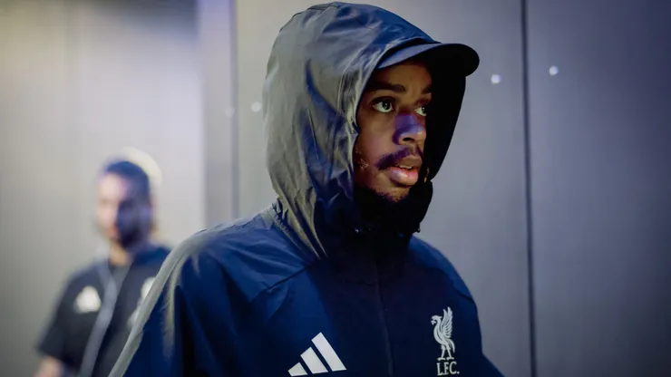 Tonal effects have been applied to this image) Bradley Barcola of Liverpool arrives for thePremier League 2026/27 match between Ipswich Town and Liverpool FC at Portman Road on September 04, 2026 in Ipswich, England.