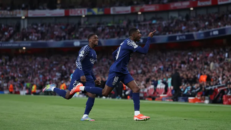 Dembélé e Nuno Mendes, dupla do PSG. (Foto: Michael Steele/Getty Images)