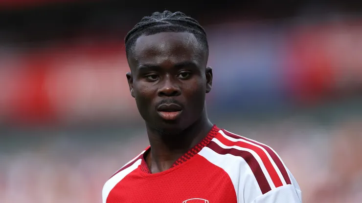 Bukayo Saka of Arsenal reacts during the Premier League 2026/27 match between Arsenal FC and Chelsea FC at Emirates Stadium on September 06, 2026 in London, England.