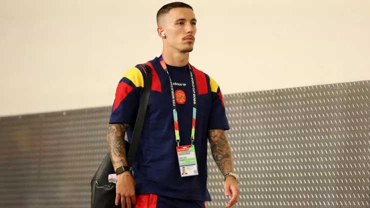 Alex Grimaldo of Spain arrives to the stadium before the FIFA World Cup 2026 Round of 32 match between Spain and Austria at Los Angeles Stadium on July 02, 2026 in Inglewood, California.