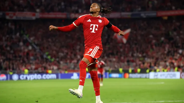 MUNICH, GERMANY - SEPTEMBER 10: Michael Olise of FC Bayern Munich celebrates scoring his team’s fifth goal during the UEFA Champions League 2026/27 League Phase MD1 match between FC Bayern München and FK Bodo/Glimt at Football Arena Munich on September 10, 2026 in Munich, Germany. (Photo by Alex Grimm/Getty Images)