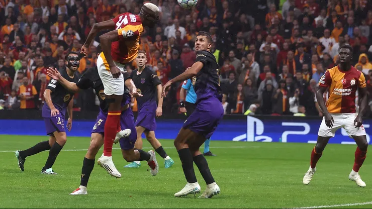 ISTANBUL, TURKEY - OCTOBER 13: Victor Osimhen of Galatasaray SK scores a goal which is later disallowed due to an offside during the UEFA Champions League 2026/27 League Phase MD2 match between Galatasaray A.S. and FC Barcelona at Ali Sami Yen Spor Kompleksi on October 13, 2026 in Istanbul, Turkey. (Photo by Burak Kara/Getty Images)