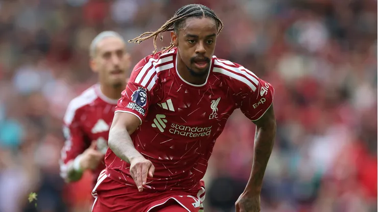 Bradley Barcola of Liverpool is seen during the Premier League 2026/27 match between Liverpool FC and Fulham at Anfield on September 12, 2026 in Liverpool, England.